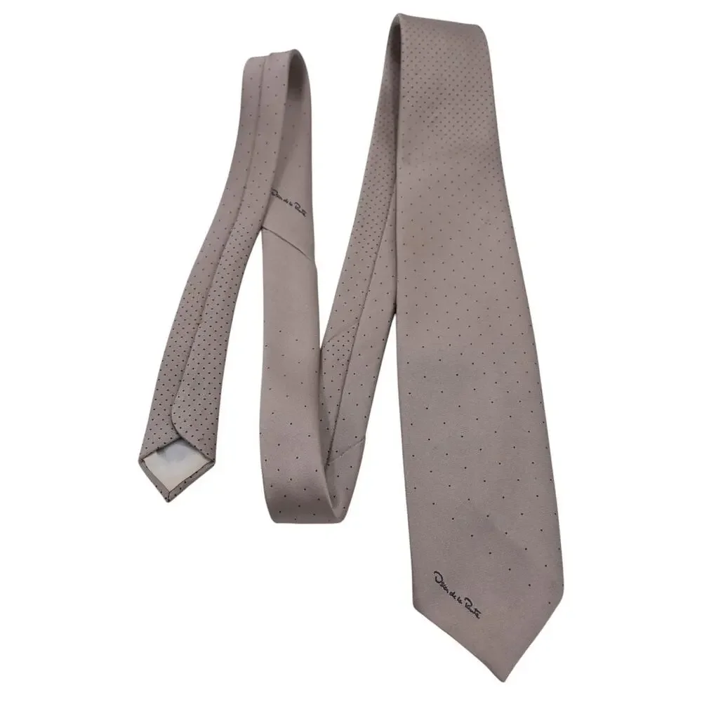 Vintage Oscar de La Renta Necktie Neck Tie - Beige - 55.5